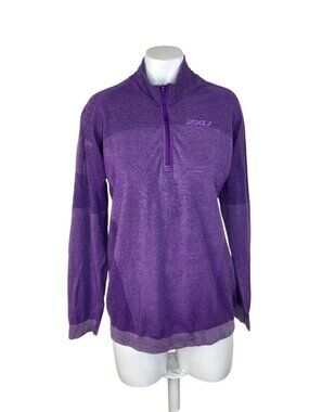 2XU Womens Run/Fitness Long Sleeve 1/4 Zip Shirt, Purple, Wool, Nylon Blend, S/M